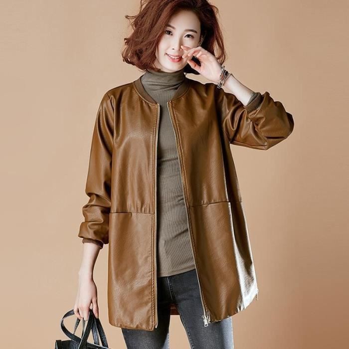 Veste en cuir online mi longue femme