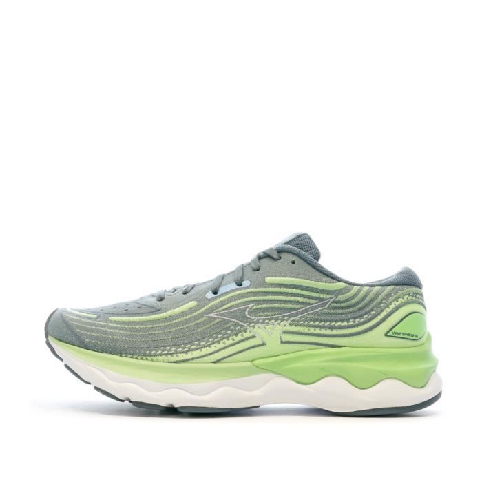 chaussures de running homme mizuno wave skyrise - vertes - régulier - running