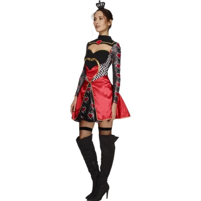 La Reine De La Fievre Des Adultes Les Femmes De Coeurs Costume Robe Attache Jupon Et Mini Couronne Il Etait Une Fois La Taille Rouge Cdiscount Pret A Porter