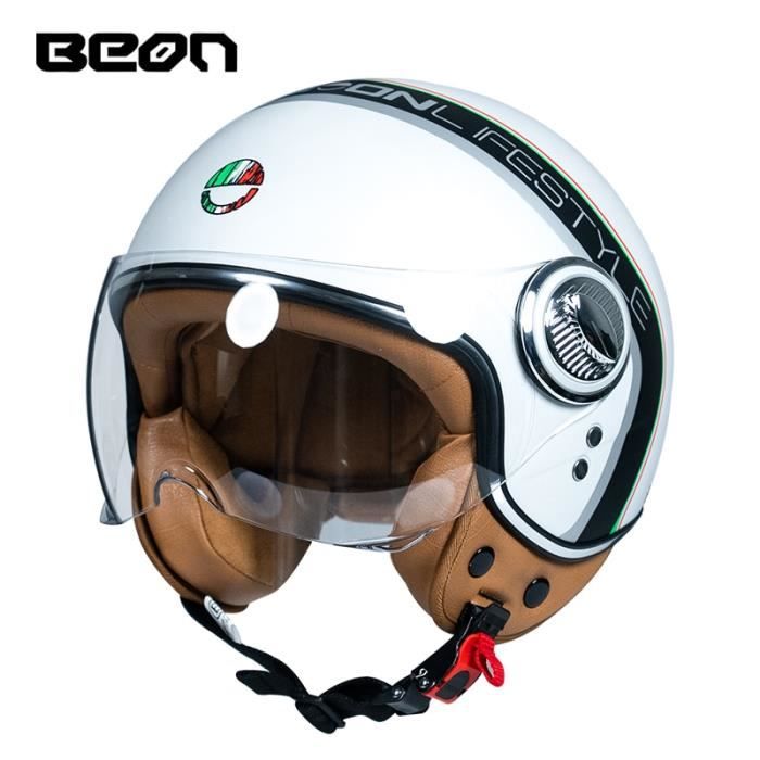 Casque Jet Demi-Visage Vintage Style Allemand - Certifié ECE, Taille L (58-59 Cm), Noir