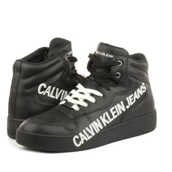 Calvin Klein Jeans Baskets - Calvin Klein Jeans - Mid Laceup - Cuir - Noir - Lacets
