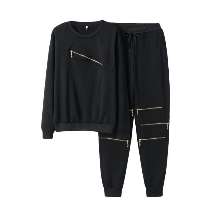 Survêtement femme (Ensemble Urban deux pièces : sweat à capuche et pantalon) - Couleur Blanc et Gris Sélectionner la taille XS