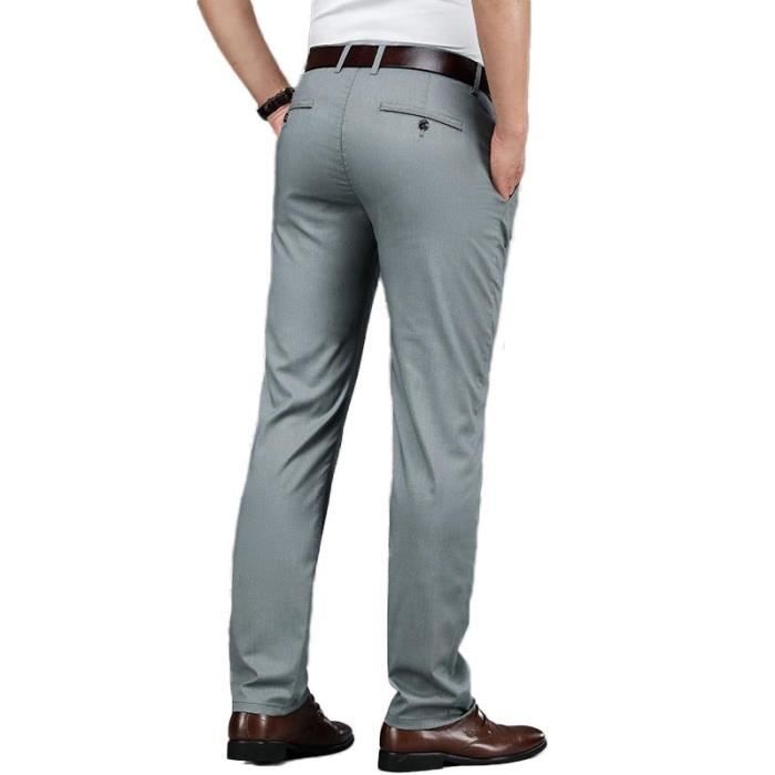 Pantalon Chino Homme de Costume Coupe Droite Couleur Unie Pantalon