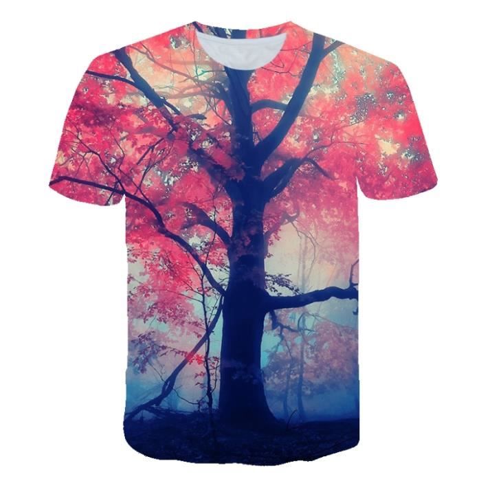 T-shirt Femme Manches Courtes Col V - Impression 3D, Tissu Polyester Doux - Décontracté, Parfait été, Festivals