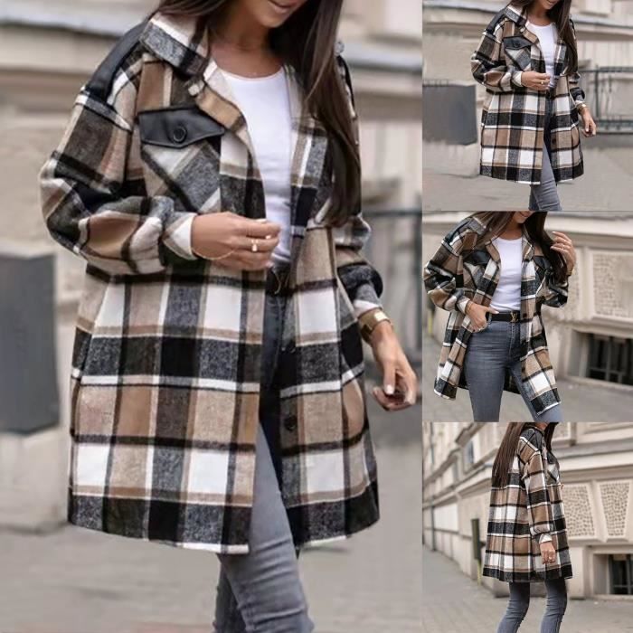 Veste a carreau store longue