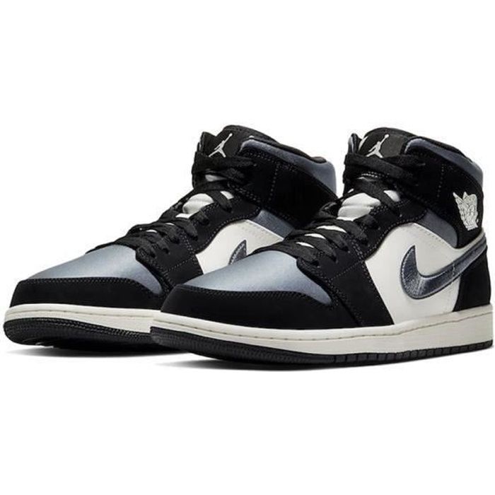 Basket Air-Jordan 1 AJ 1 Mid Chaussure pour Homme et Femme Noir Noir -  Cdiscount Chaussures