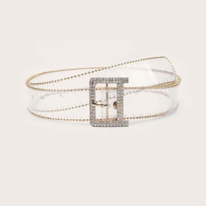 Ceinture PVC transparent Boucle en alliage Boucle en diamant Blanc Femme Blanc Cdiscount Pret a Porter