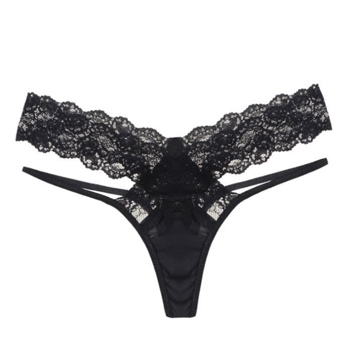 String Sexy Femme Dentelle Taille Basse Noir Noir Cdiscount