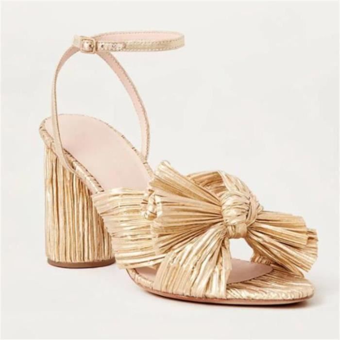 Chaussure Femme à Brides Or Doré | Chaussure Côtés Ouverts Bride