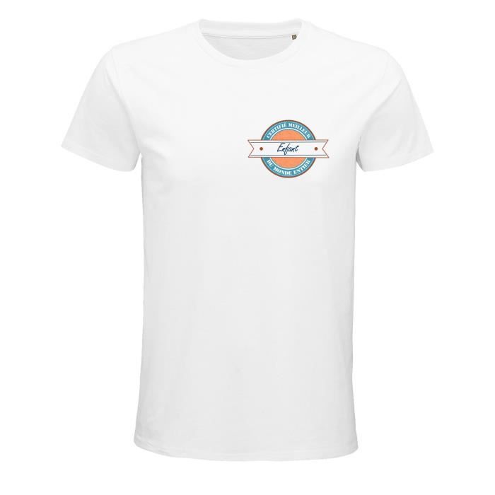 T-shirt Homme Blanc Certifié Meilleur Enfant du Monde Coupe