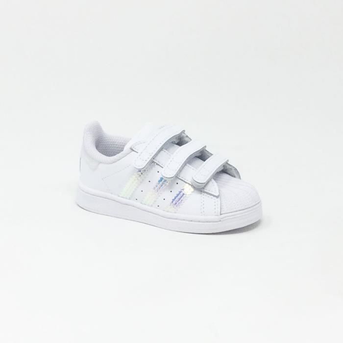 Baskets Adidas Superstar Velcro Enfant - Blanc - Mixte