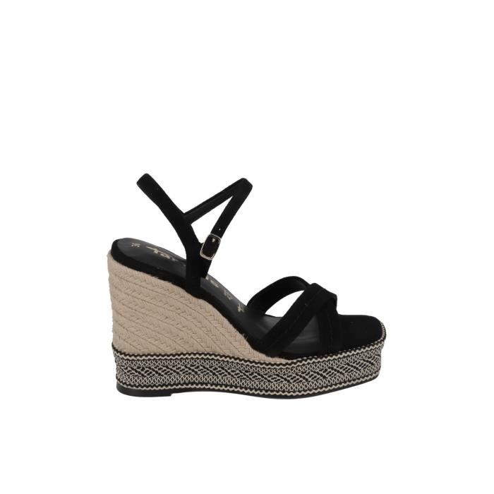 Sandale Compensée Noire Charles David Tock - Taille 10B (US) - Cuir Verni Effet Serpent - Neuve Avec étiquette