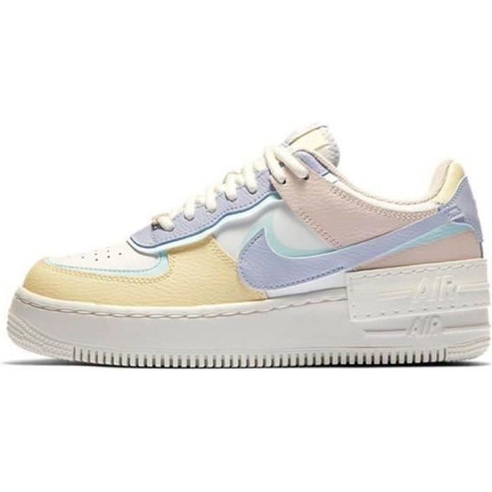 Baskets Air-Forcex 1 Shadow Pastel Blanche et Bleu Femme - AUTREMENT -  Lacets - Cuir Blanc - Cdiscount Chaussures