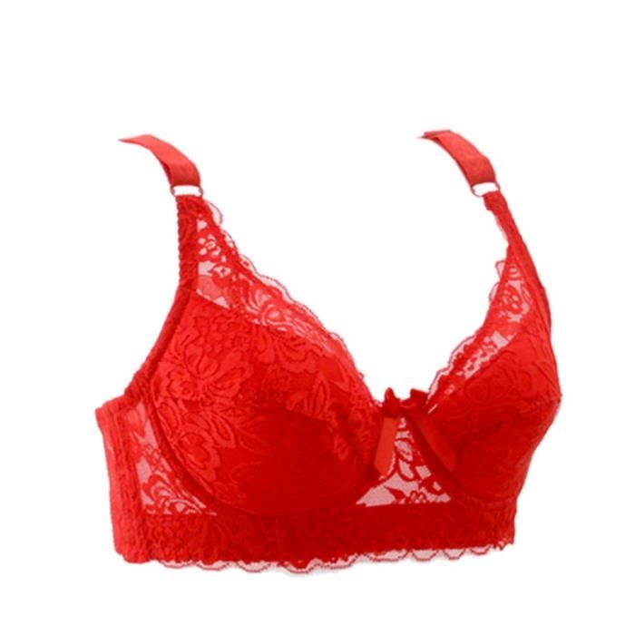 Ensemble Lingerie Sexy Satohom 2 Pièces - Dentelle Noire/rose/rouge - Bretelles Réglables Nœud Papillon