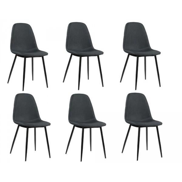 Orlando Lot de 6 chaises tissu noir Noir  Cdiscount Maison