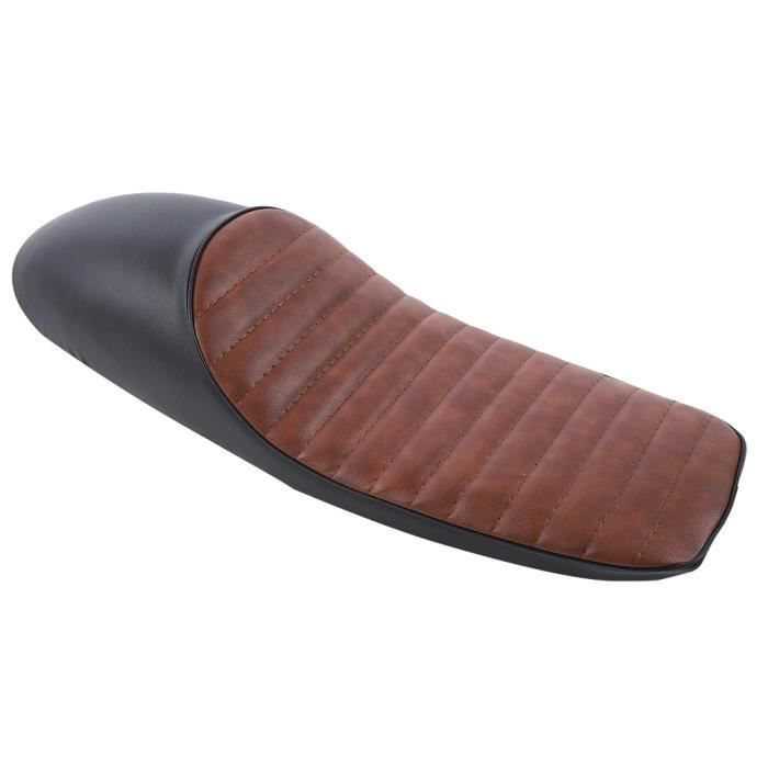 Dioche Cuir Universel Moto Siège, Modification Siège Selle Moto PU Cuir Vintage Racer Siège Plat Coussin