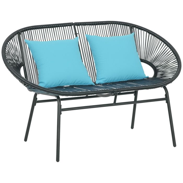 Outsunny - Banquette de jardin - Acier - 132x72x83cm - Noir