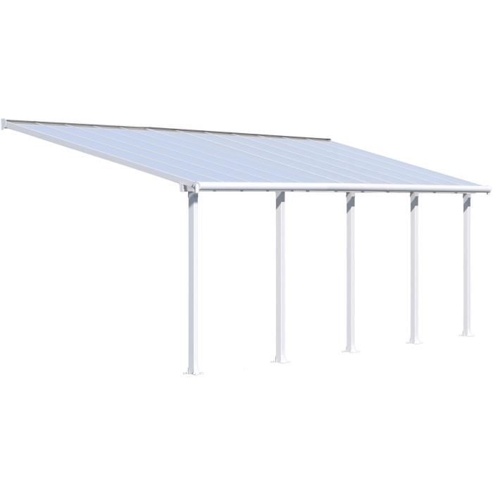 Pergola adossée Olympia 21,9 m² - Aluminium et polycarbonate - Blanc - PALRAM