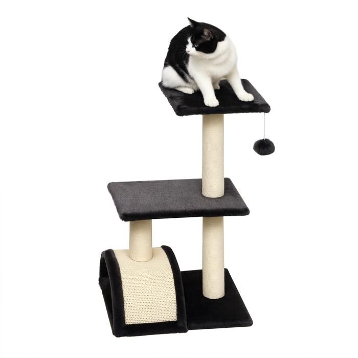 PawHut - Arbre à Chat - Panneaux de Particule - 40x35x72cm - Gris foncé