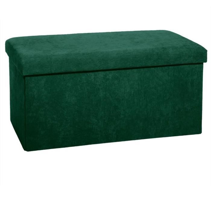 pouf pliable coloris vert en velours - l. 76 x l. 38 x h. 38 cm