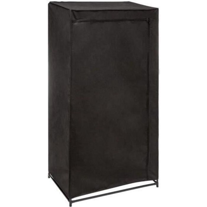armoire de rangement avec 1 penderie non tissé coloris noir - longueur 70 x profondeur 46 x hauteur 148 cm