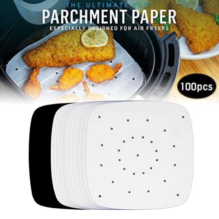 NaiCasy Papier Parchemin Fryer Air Liners Cuisson de Papier parchemin carré 7 Pouces S Blanc 100PCS 