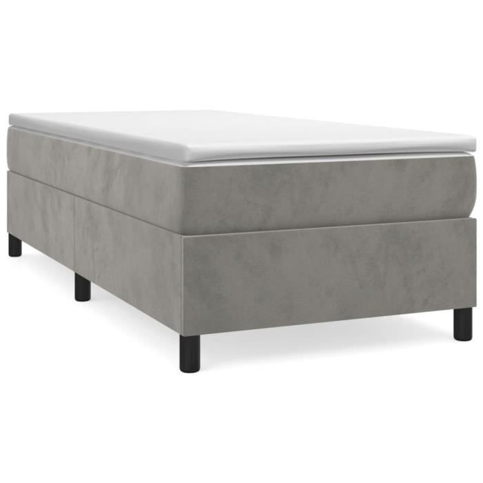 Sommier à ressorts - SALALIS - DP12996 - Velours gris clair - 90x200 cm - 1 place