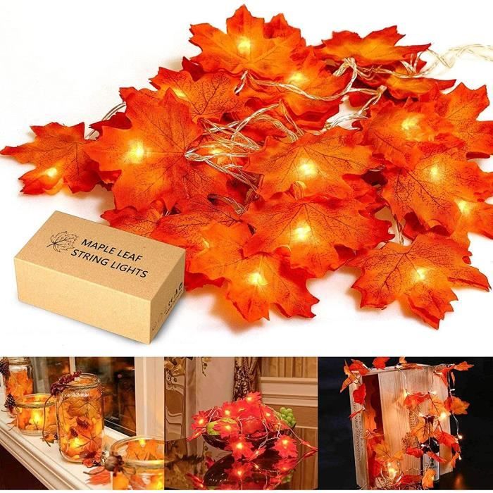 Decoration automne, 10m 100 Guirlandes lumineuses, Guirlande de feuilles d'automne, Decoration halloween/ Noël/ Thanksgiving/
