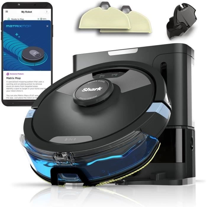 Robot aspirateur et laveur Shark Matrix Plus RV2620WAEU - 2-en-1 auto-vidant jusquà 60 jours - nettoyage matriciel couverture opti
