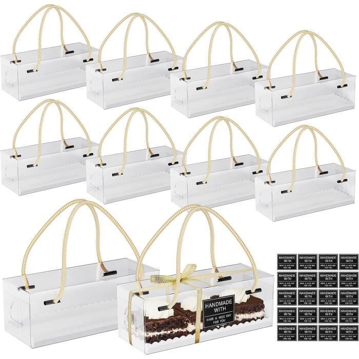 2 Boîtes à Gâteau Transparentes Cubiques - Double Emballage Avec Ruban, 24x24x25 Cm, En PET Et Papier, Pour Fêtes Et Cadeaux