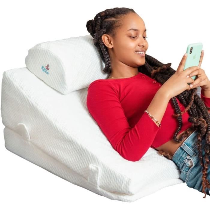 Coussin De Lecture Ergonomique - 60x60x30cm - Mousse Mémoire Et Gel - Pour Lit, Canapé - Reflux, Lombaires