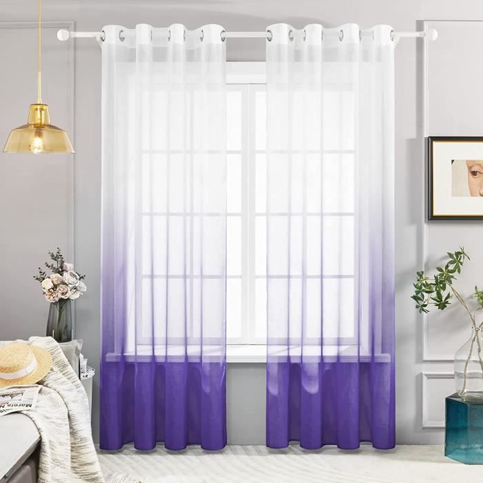 Lot De 2 Voilages Deconovo 140x260cm - Effet Lin, œillets, Blanc Pour Chambre Ou Salon