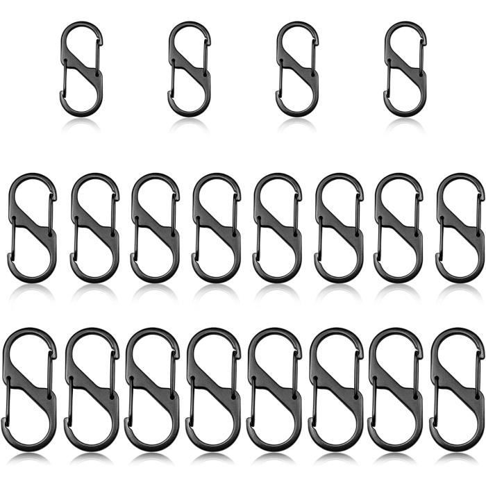 2 Pièces Mousqueton Porte Clef Voiture, Anneau Porte-Clef en Alliage de Zinc, Mini Mousqueton Comme Cadeau d'Affaires pour Homme et Femme, Orange + Noir, 1
