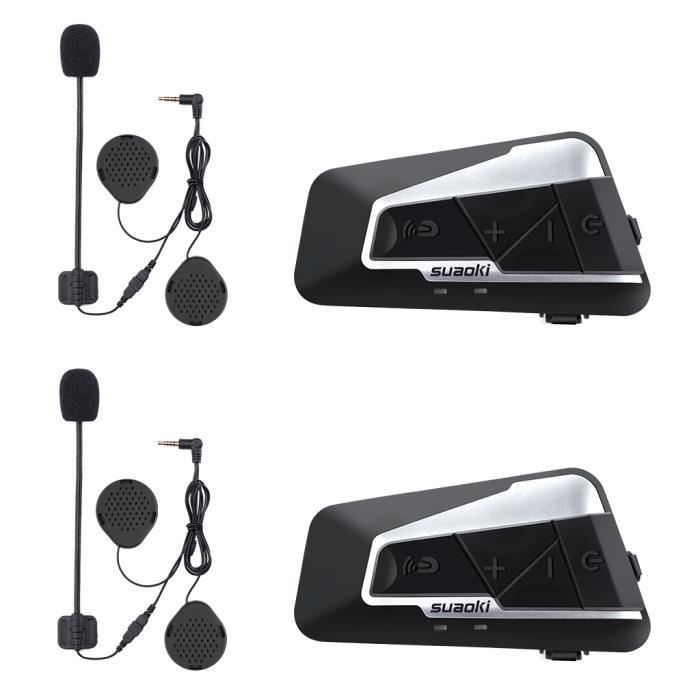 Interphone Bluetooth Suaoki 2 Paires Casque Moto Velo Vtt Voiture Communication Microphones Moins Bruit Voix Clair Noir Achat Vente Intercom Moto Bluetooth Interphone Suaoki Cdiscount