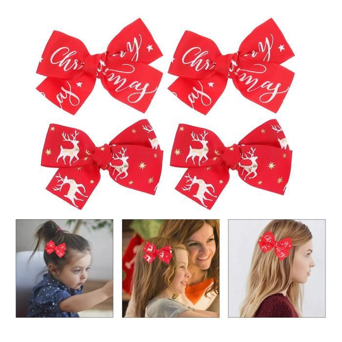 Barrettes à nœuds de cheveux de noël, 6 pièces, pince à cheveux de noël Barrettes à nœuds de cheveux de noël, 6 pièces, pince à cheveux de noël