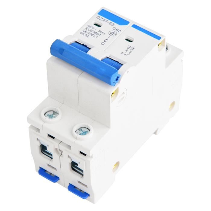 Disjoncteur Miniature 63A Tétrapolaire - Protection Circuit 230/400V - Rail DIN
