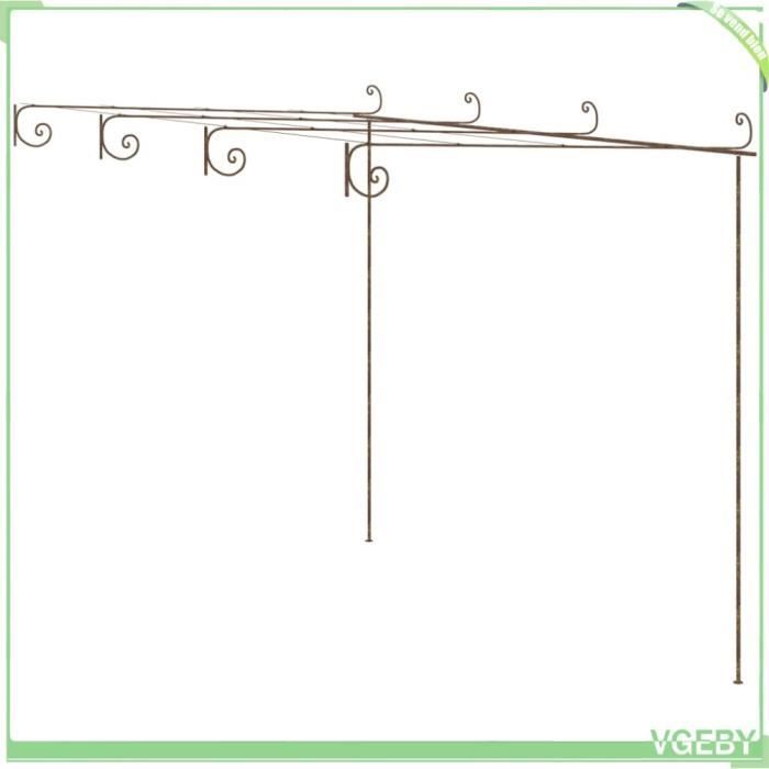 VGEBY Pergola de jardin en fer forgé 4x3 m Marron antique — Hauteur 22/25 m