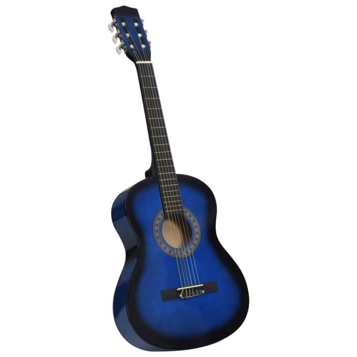 Generic Guitare 3/4 avec 6 cordes pour jeunes enfants 58cm - Bois - Bleu à  prix pas cher