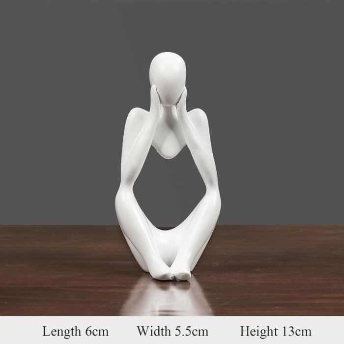 Statue Penseur Abstrait En Résine Dorée - Décoration Moderne Pour Bureau, étagère - Hauteur 23cm - Idée Cadeau Art
