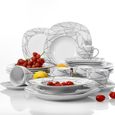 Veweet SERENA 30pcs Service de Table Porcelaine 6pcs pour Assiette Plate, Assiette à Dessert, Assiette Creuse, Tasse avec Soucoupes-1