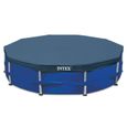 Bâche de protection pour piscine ronde Intex 28032 - Ø 4,57m - Rabat 25cm - PVC Bleu-1