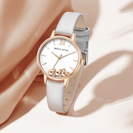 Montre femme Disney t te de Mickey beau bracelet en cuir tanche