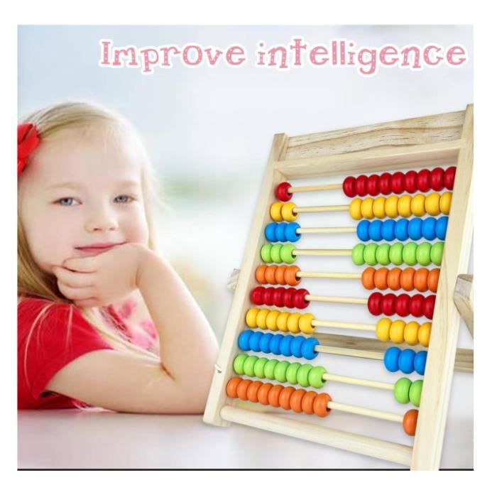 Boulier En Bois Avec 100 Baguettes Et 100 Cartes Chiffrées – Abacus Coloré éducatif Dès 3 Ans – Apprendre Les Maths En S'amusant
