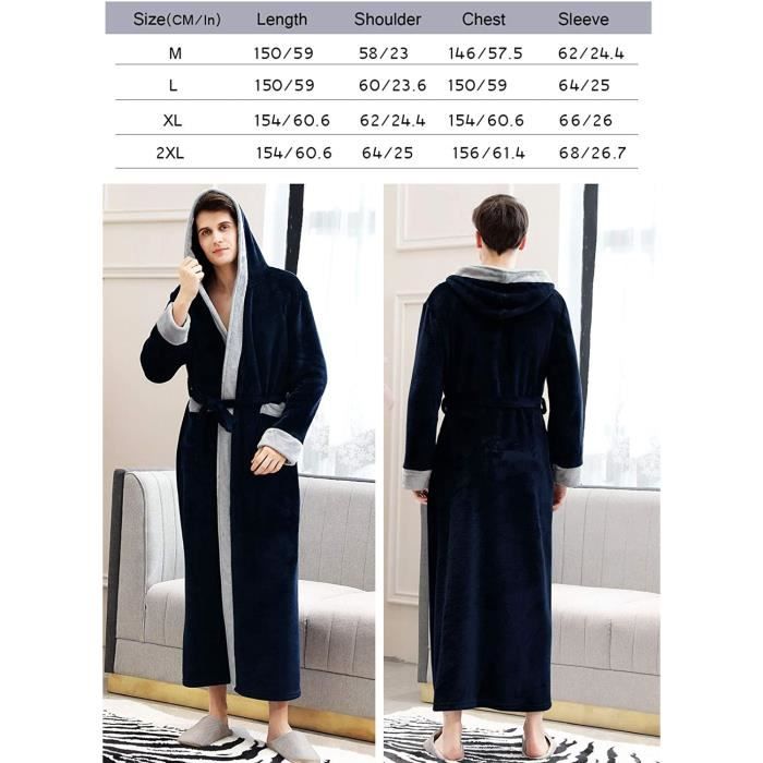 Peignoir de bain Peignoir de Bain pour Homme Peignoir long a capuche en polaire super douce Luxe et Doux Peignoir bleu M Cdiscount Maison