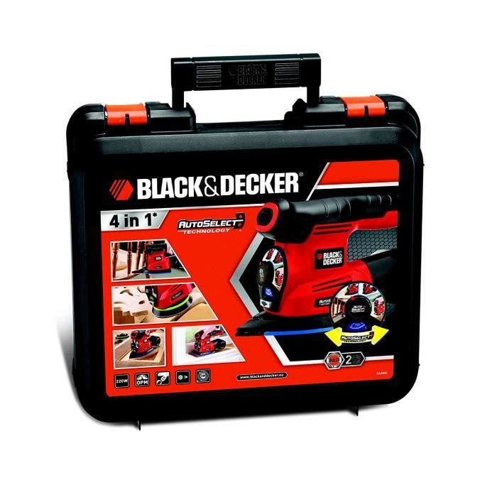 BLACK+DECKER KA280K-QS Multiponceuse 4 en 1 Autoselect Filaire, 17  Abrasifs, Livrée en Coffret, 220 watts
