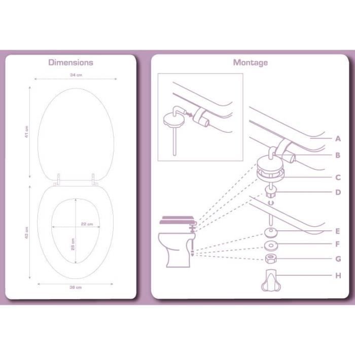 Abattant WC Magellan MDF Bois compress Blanc 43x36cm 43 x 36 x 4