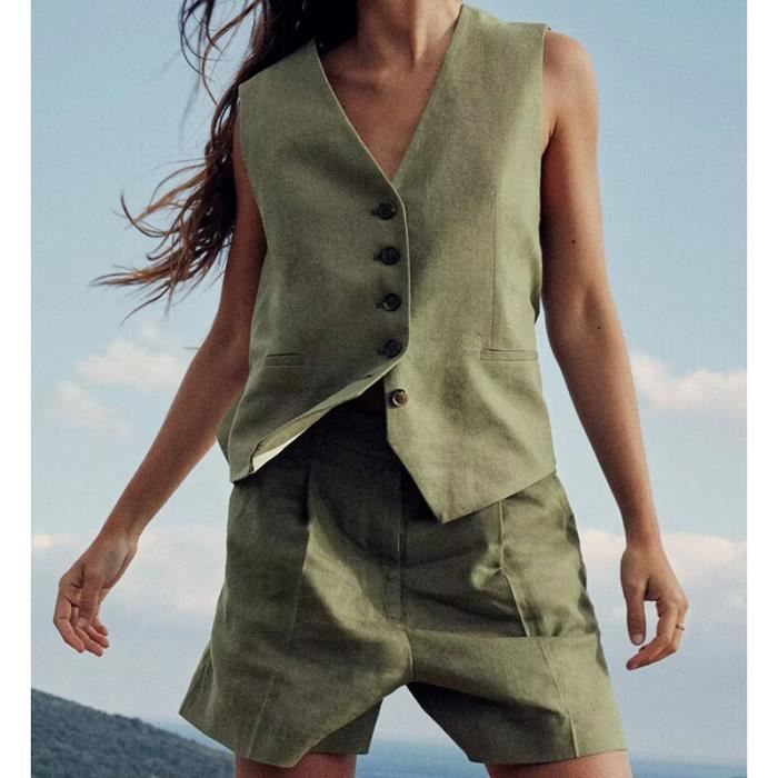 Gilet lin cheap femme