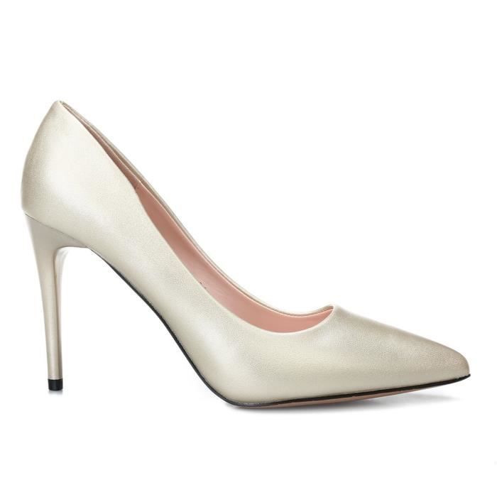Escarpins en simili cuir dor talon aiguille Achat Vente