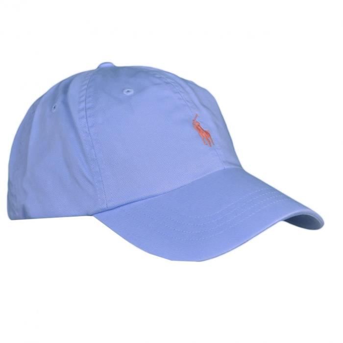 Casquette Ralph Lauren bleu ciel logo orange pour homme Couleur