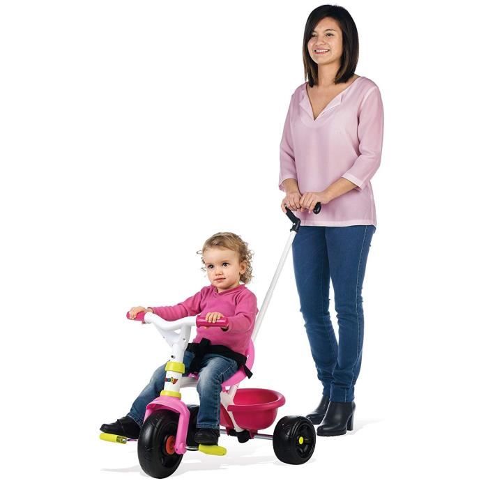 Tricycle évolutif SMOBY Be Fun Rose Pédales antidérapantes Benne